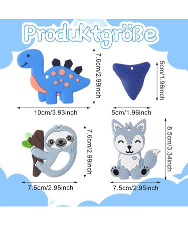 4-Piece Dinosaur Chew Toys Set for Kids | Silicone Baby Teething Rings | Sensory Biting Play for ADHD & Teething Relief - Buy Online on GoSupps.com
