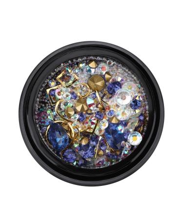 Manicure Crystal Decoration Colorful Fake Pearl Gems Jewelry Bottom Nail Art Glitter Rhinestones Manicure DIY Decoration Accessories Multi-size (Blue)
