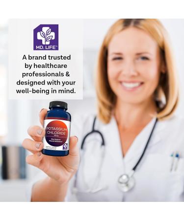 MD. Life Potassium Chloride Supplement 99mg 60 Capsules Vegetarian Potassium Chloride Capsules Supports Muscle Function & Healthy Blood Pressure Third-Party Lab Tested - Buy Online on GoSupps.com
