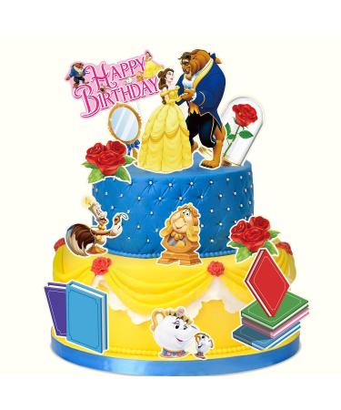 Compr 11Pcs Princess Cake Decorations Beauty and the Beast Party Supplies Beauty and the Beast Party Favors with Princess Teapots Candlesticks Princess Cake Topper for Kids Birthday Decorations Yellow