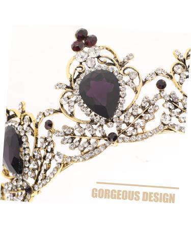 Ipetboom 1pc Bridal Headdress Crown Hairband Vintage Crown Headdress Bride Hair Wedding Headband Crystal Crown Headband Women Crown Headdress Vintage Crown Headband Bride Crown 13x6.5cm Purple - Buy Online on GoSupps.com