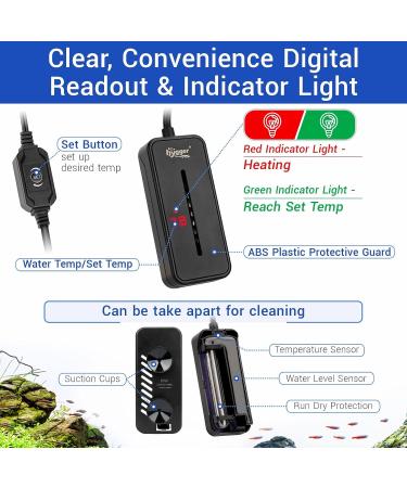 hygger Small Submersible Fish Tank Heater 25W for 2.5-5 Gallon Mini Betta Aquarium Heater with Thermostat Saltwater Freshwater 25 Watt - Buy Online on GoSupps.com