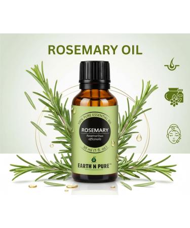 Earth N Pure Rosemary Essential Oil for Hair Growth Natural & Therapeutic Grade with Glass Dropper - 100 ml - Buy Online on GoSupps.com