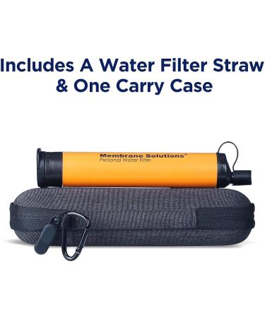 Membrane Solutions Personal Water Filter with Carry Travel Case - Portable Water Purifier for Camping, Hiking, and Emergency Preparedness - Orange - Buy Online on GoSupps.com