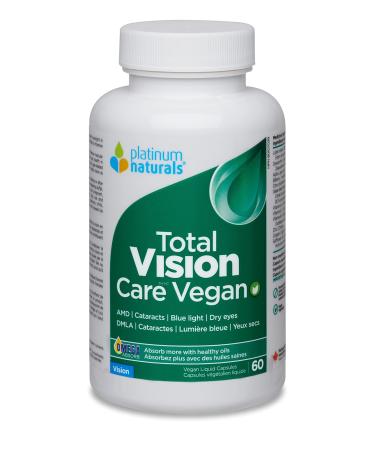 Platinum Naturals Total Vision Care Vegan 60 Capsules - Enhanced Eye Support with Lutein 20mg Zeaxanthin Bilberry - Comprehensive Supplement for Adult Eye Care - Vision Supplement for Eyesight