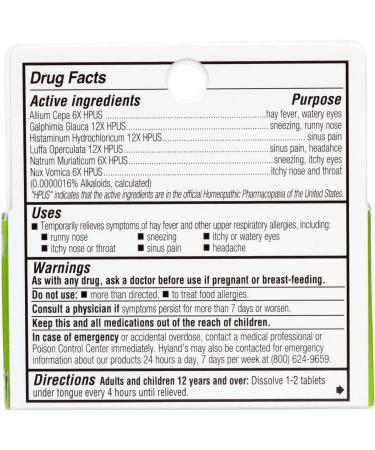 Hyland's Allergy Pills - Non-Drowsy Seasonal Relief, Natural Indoor & Outdoor Formula, 60 Quick Dissolving Tablets - Buy Online on GoSupps.com