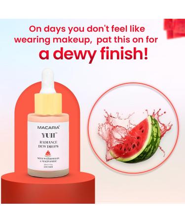 MACARIA Yuii Niacinamide Serum Dew Drops - Hydrating Face Moisturizer with Watermelon Extract - Glow Drops for Radiant Skin - Perfect Skincare & Makeup Finish for Women & Girls - International Shipping Available - Buy Online on GoSupps.com