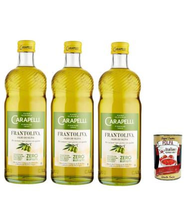 Carapelli Frantolina Olio di Oliva Mix of Refined Olive Oils and Virgin Olive Oils 3 x 1 Litre + Italian Gourmet Polpa 400 g