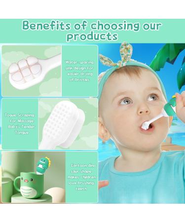 Toddler Toothbrush with Tongue Cleaner - Dinosaur Shape BPA-Free Extra Soft Bristles for Kids 1+ Ergonomic Grip (2 Pack - Buy Online on GoSupps.com