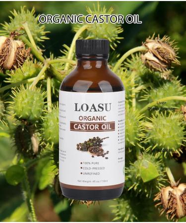 100% Pure Organic Castor Oil - Cold Pressed Hexane Free Hair & Body Oil (4fl.oz) | Detox Nourish Skin & Eyelashes - Buy Online on GoSupps.com