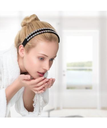 Rhinestone Headbands Double Row Non-slip Hard Hair Hoop Fashion Crystal Teeth Hairband Shiny Hair Bands for Women Girls Lady 4 Pieces (AB Colors) - Buy Online on GoSupps.com