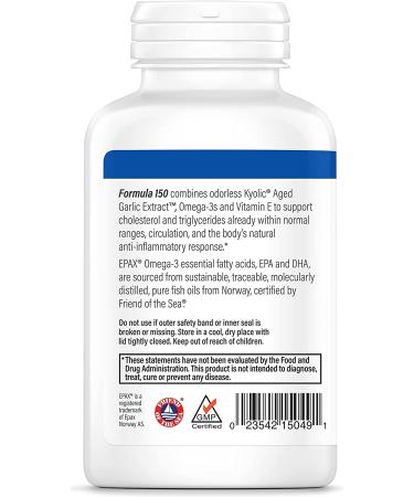 Kyolic Aged Garlic Extract 150 â€“ Cholesterol & Circulation Health, Omega-3 Soft Gels, 90 Count - Buy Online on GoSupps.com