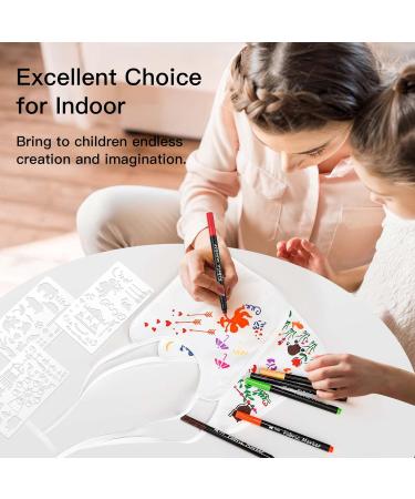 12-Piece Baby Bib Painting Set | Colored Textile Pins & Stencils | DIY Baby Shower Gift | Double-Sided 22x18 cm - Buy Online on GoSupps.com