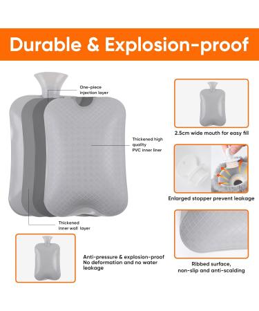 Fashy Faux Fur Covered 3L Extra Large Grey Plush Hot Water Bottle Set with Hand Pocket and Zipper - Perfect Gift for Warmth and Comfort for Women, Men, and Children - Buy Online on GoSupps.com