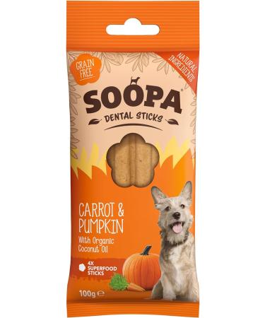 Soopa Pumpkin and Carrot Dental Sticks Dog Treat 100 g - Buy Online on GoSupps.com