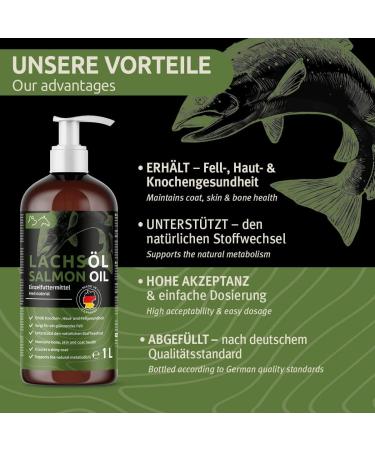 Greenpet Salmon Oil for Dogs & Horses - 1L Omega-3 Fish Oil for Shiny Fur & Vital Skin | Premium Norwegian Salmon Oil for Optimal Fur Care - Buy Online on GoSupps.com
