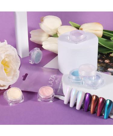 Laza Mermaid Pearl Chrome Nail Powder - 8 Colors Metallic Mirror Effect Pigment Kit for Gel Nail Art - Iridescent Aurora Nail Glitter Dust for Resin Craft & Gifts - Buy Online on GoSupps.com