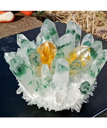 Natural Green Ghost Crystal Cluster Original Stone Reiki Orange Crystals Minerals Specimen Home Decor ZJGIDTEM (Color : 550-600g) - Buy Online on GoSupps.com