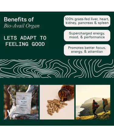Adapt Naturals Organ Supplement Bioavailable Grass Fed Beef Liver Capsules Blend of Liver Heart Kidney Pancreas & Spleen Support Liver Cleanse Detox & Repair | Source of CoQ10-30 Days Supply - Buy Online on GoSupps.com