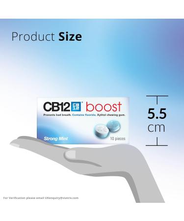 CB12 Boost Chewing Gum - Sugar-Free Cool Mint Flavour for Instant Freshness and Bad Breath Prevention (10 pcs) - Buy Online on GoSupps.com
