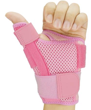 Waydaw Thumb Brace  Thumb Spica Splint  Wrist Strap with Thumb Support/Stabilizer/Immobilizer/Protector  Fits Right and Left Hand  for Women and Men (Pink  1 Pack) Pink 1 Pack