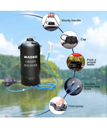 WADEO 12L Portable Camping Shower Bag with Pressure Foot Pump - Perfect for Beach, Camping, Hiking - Black - Buy Online on GoSupps.com