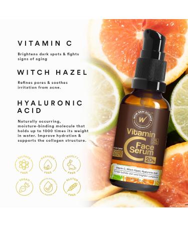 WOW Skin Science Vitamin C Serum with Hyaluronic Acid - Brightening Anti-Aging Facial Serum for Women & Men - Perfect for Dry Skin - 30ml - Buy Online on GoSupps.com