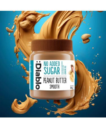 Diablo Peanut Butter Smooth | No Added Sugar Gluten Free| Sweetened with Maltitol | Hamper Basket Available - Perfect for Gifting | 340g - Buy Online on GoSupps.com