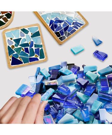 LITMIND Blue Irregular Stained Glass Mosaic Tiles - 8.8oz Value Pack for Art Crafts | Mosaic Making Supplies & Kits for Adults - Buy Online on GoSupps.com