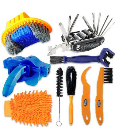 BxyxOw1 Bicycle Cleaning Tool Kit Including Chain Wash Brush Set, 16 in 1 Bicycle Multi-Purpose Repair Kit for Mountain, Road and City Bikes