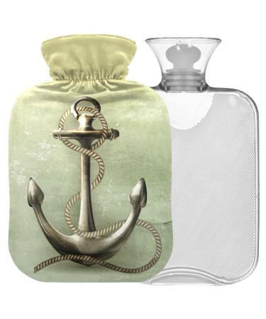 Naanle vintage anchor heat bottle with reference transparent hot water bottle 1l heat bottle for bed hand feet warmer pain relief heat and cold therapy