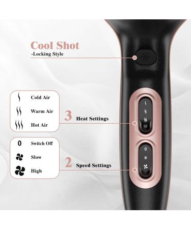 YASHE GLOBAL INC YASHE Professional Hairdryer 2 Speeds and 3 Heat Settings Cold Air Function 2000W Hairdryer with Precision Concentrator Nozzle 18m Cable and Hook for Hanging - Buy Online on GoSupps.com