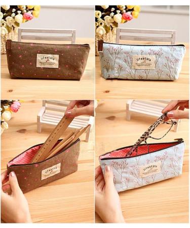 Linen Pencil Case & Cosmetic Bag in Pink - Stylish Durable and Perfect for International Shipping - Buy Online on GoSupps.com