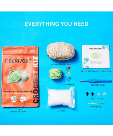 Fiberivore Crochet Kit: Beginners Animal Amigurumi Crochet Kit for Adults and Kids - Terry The Turtle with Video Tutorials - Buy Online on GoSupps.com