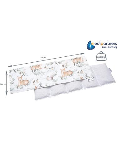 Medi Partners Cherry Core Pillow 60x20cm | 100% Cotton 5-Chamber Eco-Friendly Heat & Cold Therapy Pillow - Deer in Leaves Design - Buy Online on GoSupps.com