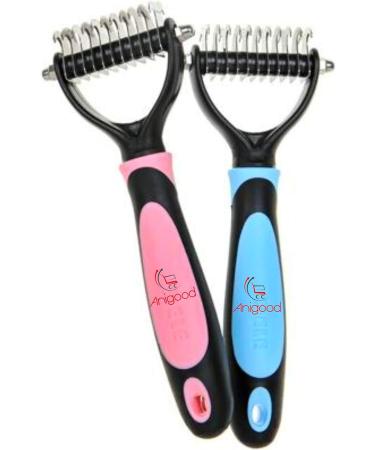 Anigood PET Grooming Rake Comb Brush For Dogs Cats With Long Thick Hair | Professional Deshedding Dematting Pet Supplies (Pink) - Buy Online on GoSupps.com