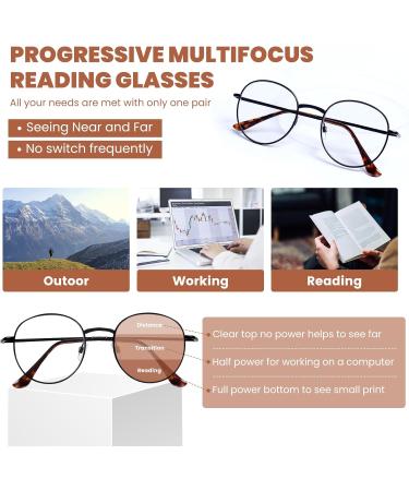 Progressive Reading Glasses for Men & Women - Blue Light Blocking Photochromic Multifocus Readers - Premium Black 2.5x Transition Sunglasses - Buy Online on GoSupps.com