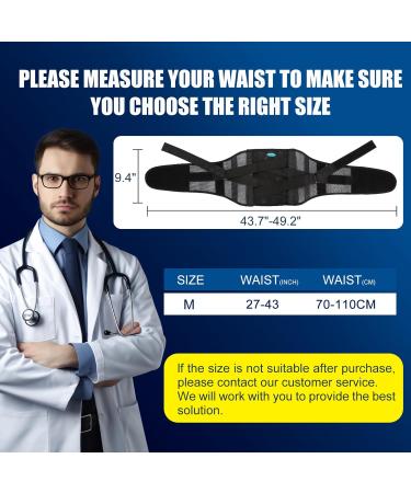 Professional Lower Back Brace - Pain Relief Support Belt for Men & Women | Breathable Lumbar Support with 7 Stays & Adjustable Straps (Medium Black - Buy Online on GoSupps.com