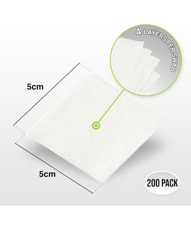 Posi Pulse 5cm x 5cm 200ct Non-Sterile Gauze Swabs - 4 Ply, Soft & Strong Viscose/Polyester Blend, Latex Free, CE Certified - White Gauze for Wound Care - Buy Online on GoSupps.com