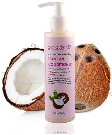 genovie MD Coconut Oil Revitalizing Leave-In Conditioner for Healthy Detangled and Moisturized Hair Anti-Frizz Hair Care for Women For Split Ends Made with Coconut Oil and Vitamin E 8.8 fl oz - Buy Online on GoSupps.com