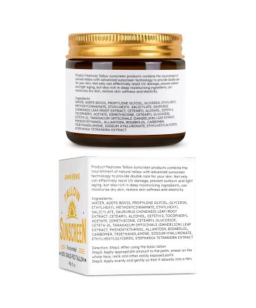 Beef Tallow Sunscreen SPF 50 For Face & Body, 2 oz Natural & Organic Grass-fed Tallow Sun Balm With Zinc, Hyaluronic Acid For Sensitive Skin, Broad Spectrum, Moisturizing, Reef Safe, No White Residue 2 Ounce (Pack of 1) - Buy Online on GoSupps.com