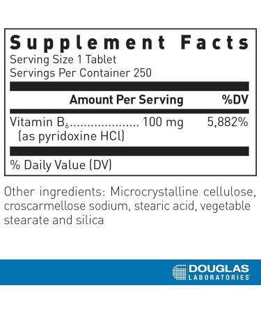 Douglas Laboratories B-6 100 mg | Vitamin B6 for Energy & Metabolism | 250 Tablets - Buy Online on GoSupps.com