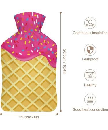 Strawberry Ice Cream Hot Water Bottle with Lid - Pain Relief & Foot Warmer | Rubber Hot Water Bag for Cold Therapy - Buy Online on GoSupps.com