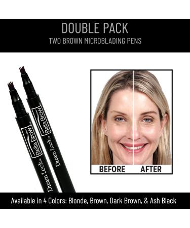 BELLA BROW Microblading Eyebrow Pen (Double Pack - Brown) | Smudge Proof, Waterproof, Long Lasting | As Seen On TV - Buy Online on GoSupps.com