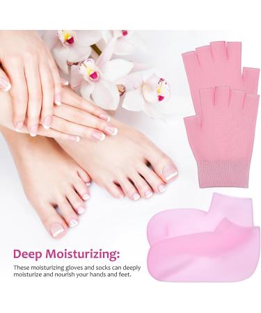JECOMPRIS Moisturizing Gloves and Fingerless Socks Set Pink Gel Spa for Soften Repairing Dry Cracked Hands Feet Skin Care with Essential Oils lotions - Buy Online on GoSupps.com