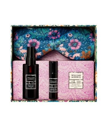 William Morris At Home Beautiful Sleep Night Time Ritual | Lavender Filled Velvet Eye Mask Pillow Mist 50ml & Pulse Point Oil 10ml Beautiful Sleep Nightime Ritual