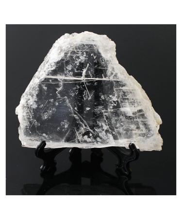 Natural Selenite Crystal White Transparent Slice Irregular Shaped with Black Stand Minerals Specimen Reiki Home Decor (Color : Selenite Slice Size : 150-200g) 150-200g Selenite Slice