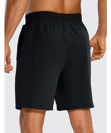 CRZ YOGA Men's 7 Four-Way Stretch Workout Shorts with Zip Pockets - Black - Buy Online on GoSupps.com
