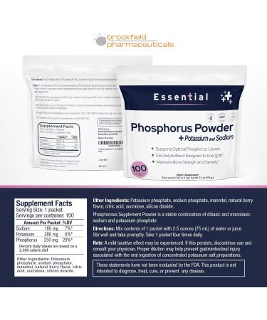 Phosphorus Supplements 100 Packets Dietary Supplements Powder with Sodium Phosphate and Potassium Phosphate Fruit Flavored Phosphorous Supplement Powder for Electrolyte Bone Health & Kidney Health - Buy Online on GoSupps.com