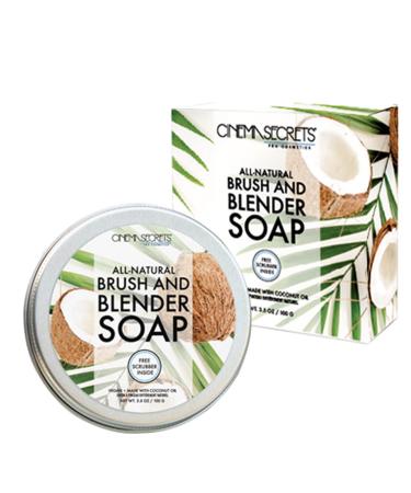 CINEMA SECRETS All Natural Vegan Brush & Blender Sponge Soap, coconut oil based, scrubber included. - Buy Online on GoSupps.com